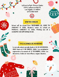 WINTER BREAK/VACACIONES DE INVIERNO